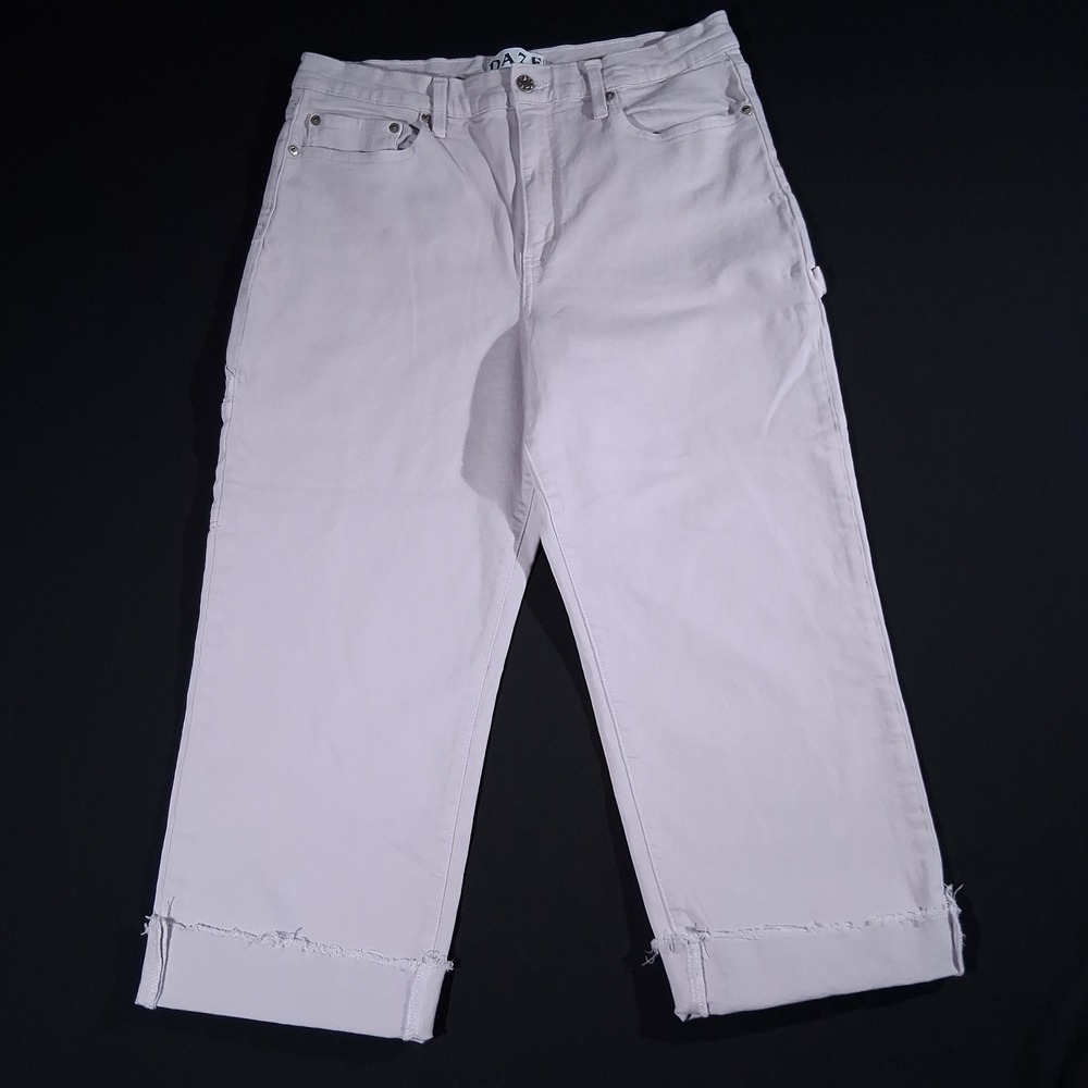 Daze Just Right Lilac Carpenter Jeans High Rise Raw Hem Purple 31 Casual Pants